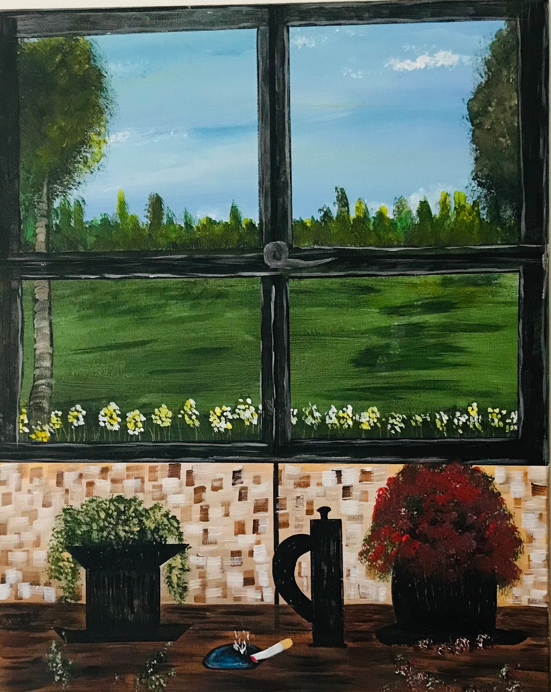 AU DELÀ DE LA FENÊTRE - Œuvre originale signée par l'artiste