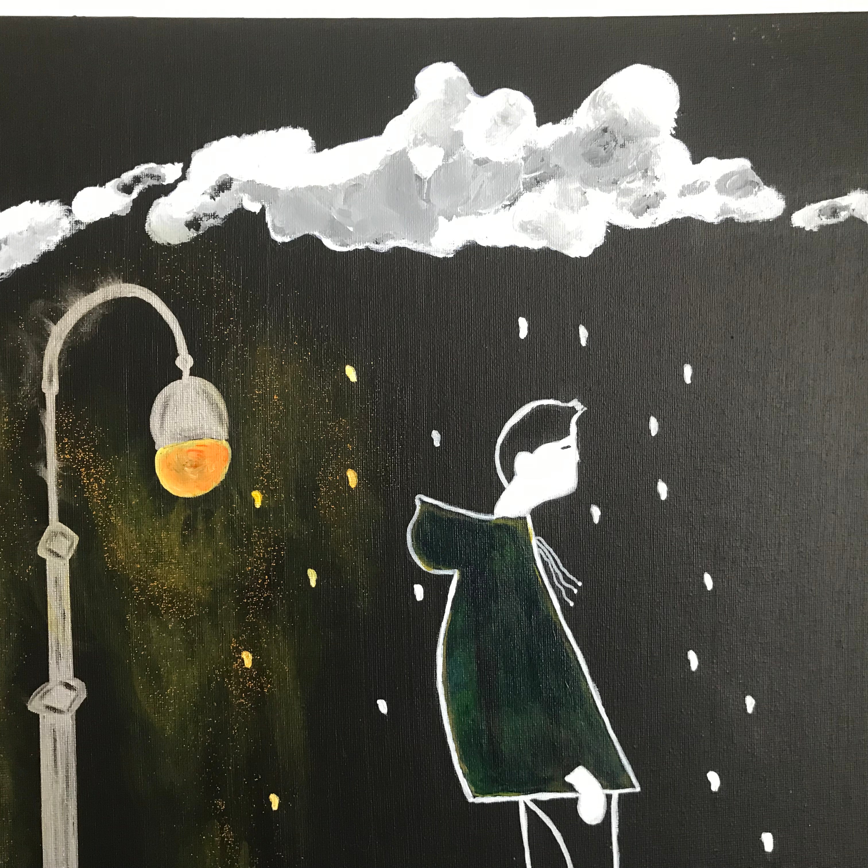 Le Solitaire - Œuvre Originale Acrylique sur Toile 50x50cm - Art Figuratif Poétique