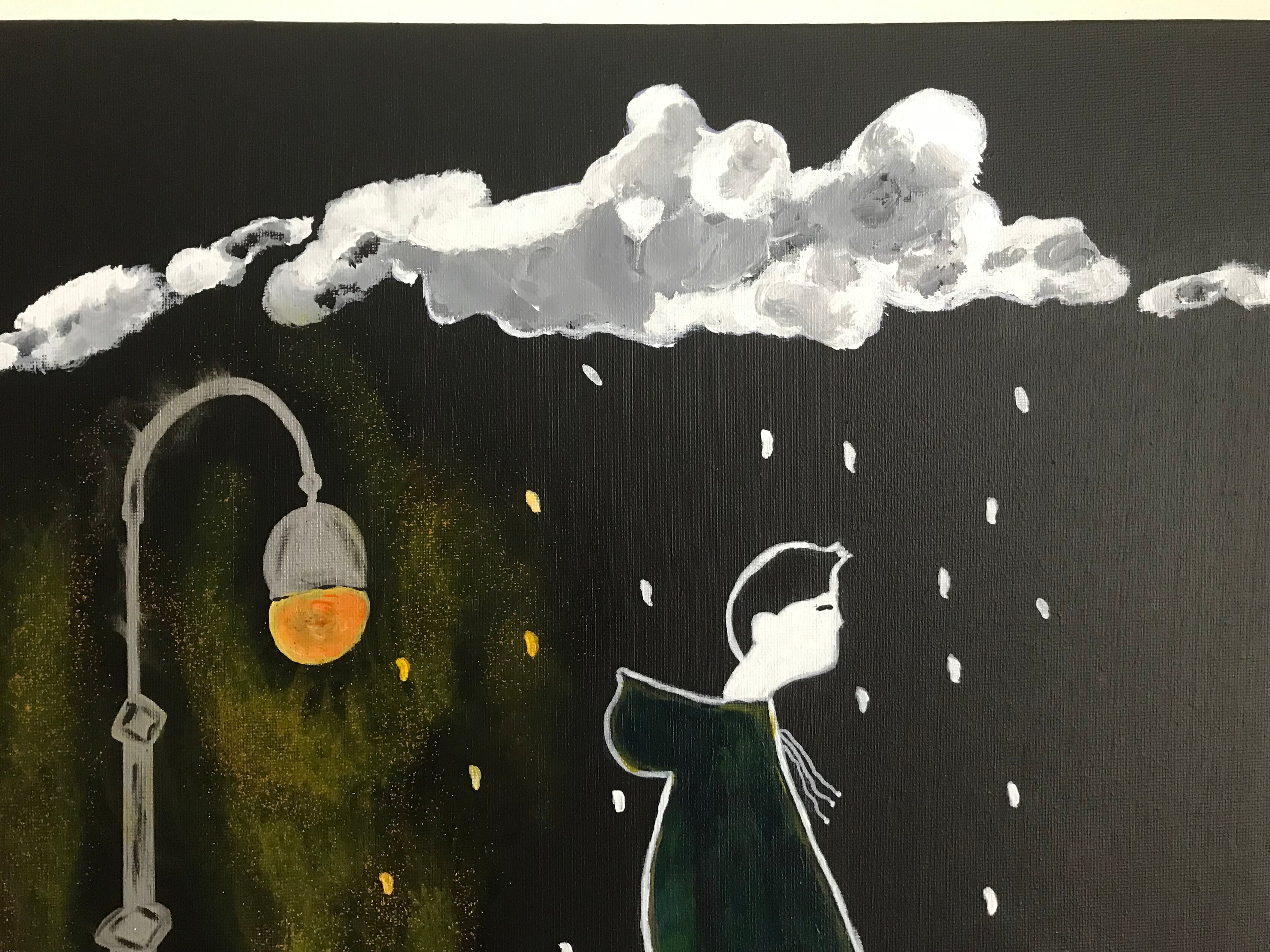 Le Solitaire - Œuvre Originale Acrylique sur Toile 50x50cm - Art Figuratif Poétique