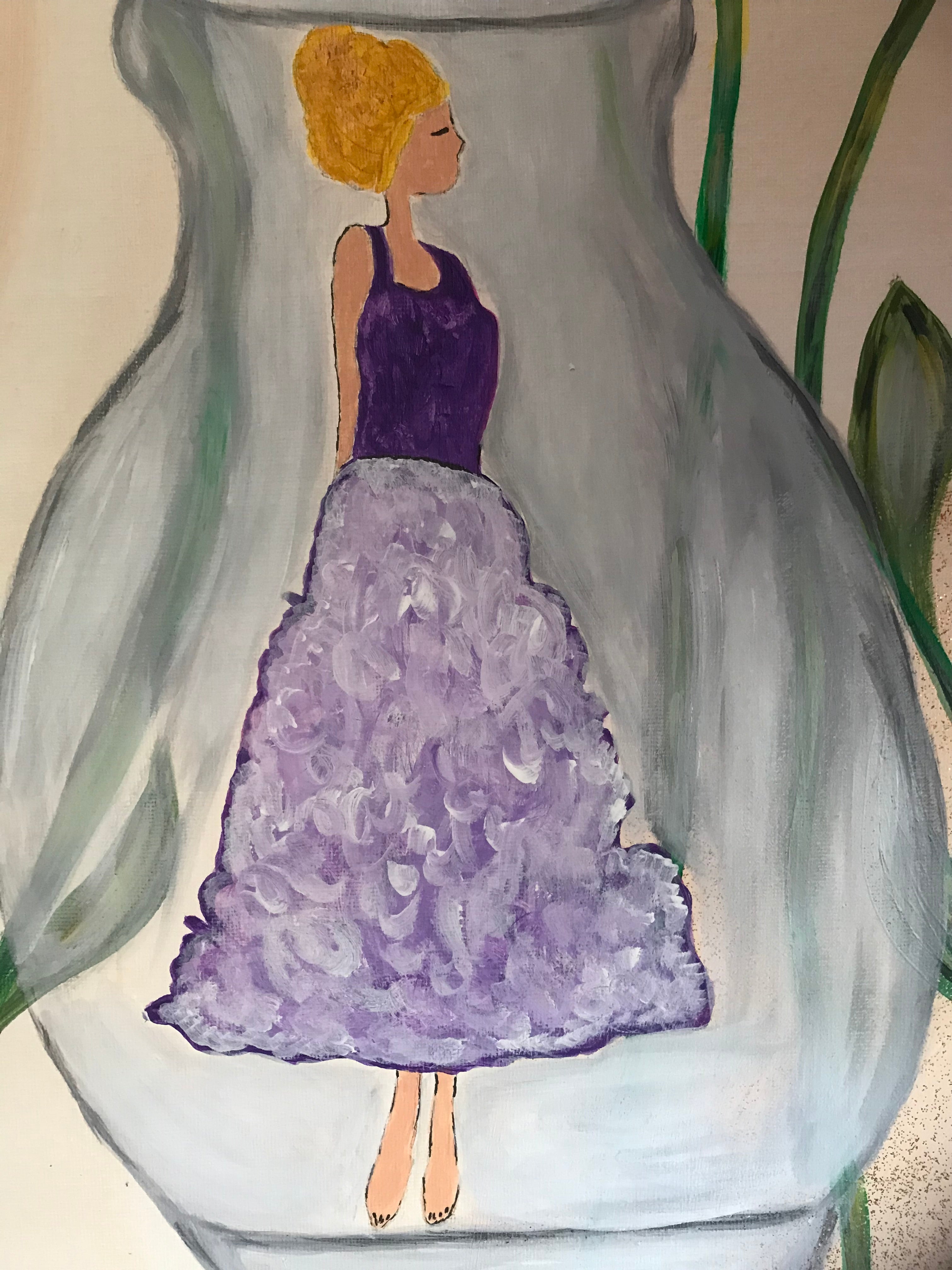 LA FILLE ET LE VASE 🏺 -Oeuvre originale - VENDUE