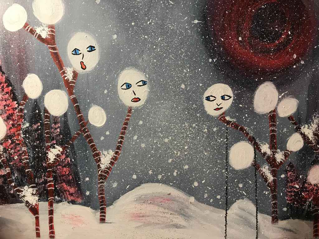 LA CLAIRIÈRE AUX VISAGES -{ WINTER SOULS } -œuvre originale signée par l’artiste